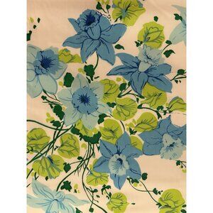 Vintage Twin Flat Sheet Lady Pepperell Floral Print Green Blue